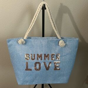 Summer Love Glitz Beach Tote Bag BLUE